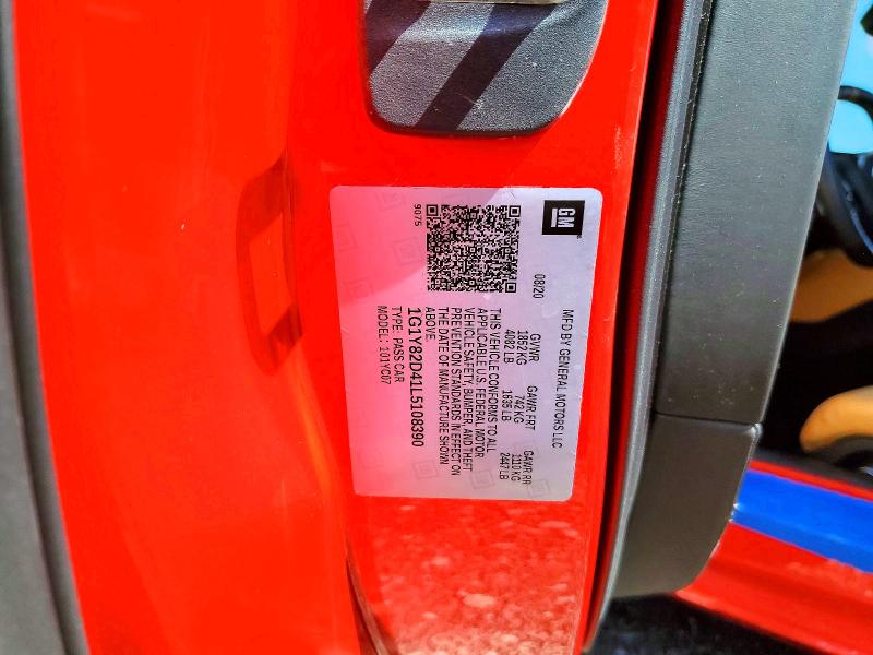 Продажа на аукционе авто 2020 Chevrolet Corvette, vin: 1G1Y82D41L5108390, номер лота: 59736026