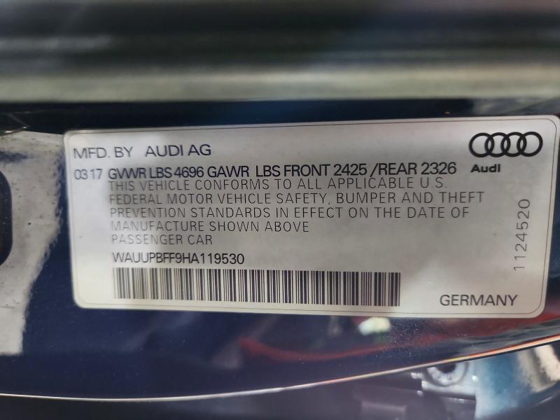 Aukcja sprzedaży 2017 Audi A3, vin: WAUUPBFF9HA119530, numer aukcji: 61489916
