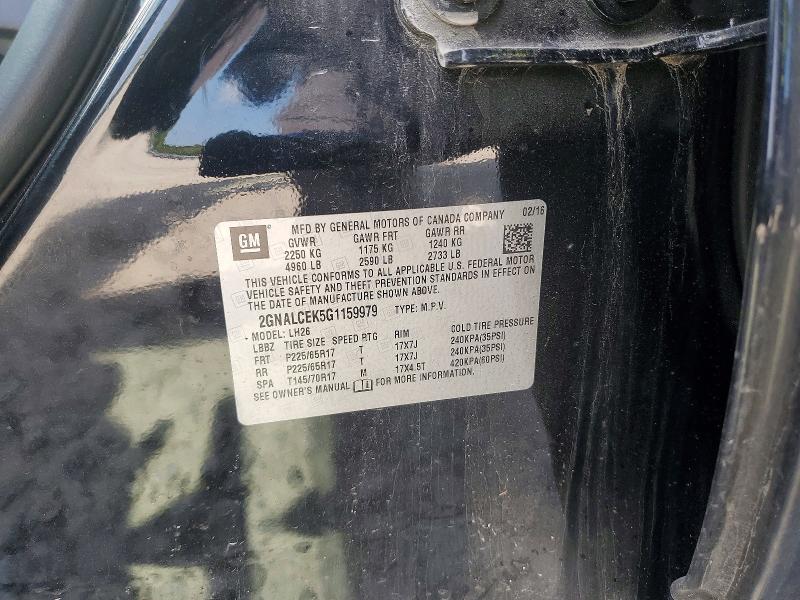 2016 Chevrolet Equinox მანქანა იყიდება აუქციონზე, vin: 2GNALCEK5G1159979, აუქციონის ნომერი: 61601026