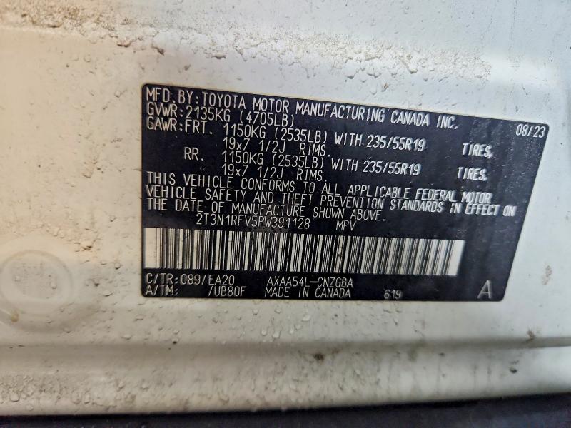 Aukcja sprzedaży 2023 Toyota Rav4, vin: 2T3N1RFV5PW391128, numer aukcji: 63054326