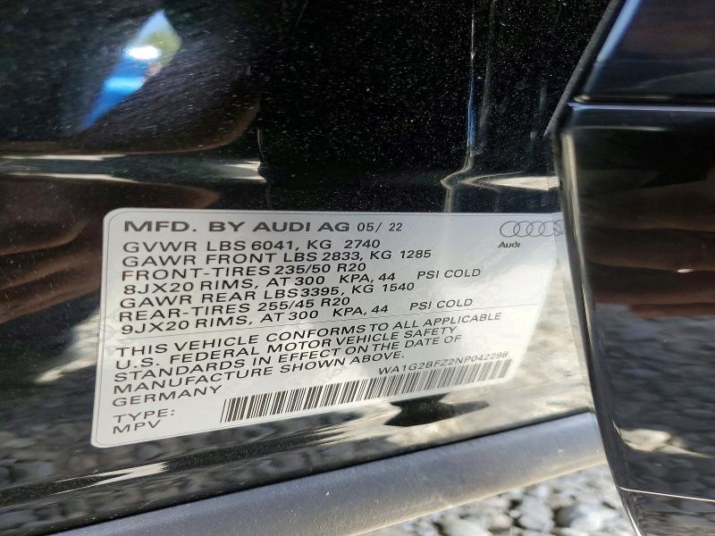 Продаж на аукціоні авто 2022 Audi Q4 E-tron, vin: WA1G2BFZ2NP042298, номер лоту: 60668766
