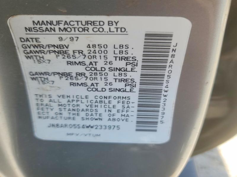 58591696 :رقم المزاد ، JN8AR05S4WW233975 vin ، 1998 Nissan Pathfinder مزاد بيع