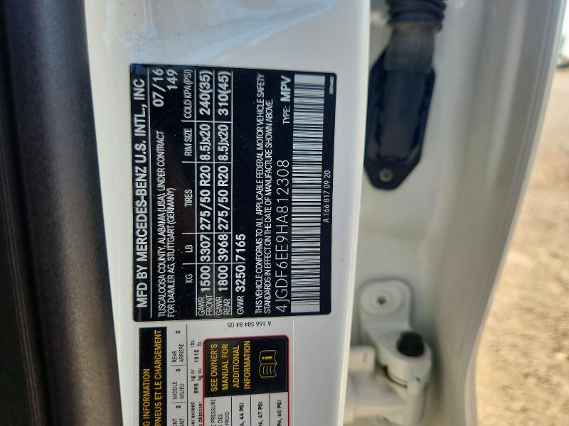 62105676 :رقم المزاد ، 4JGDF6EE9HA812308 vin ، 2017 Mercedes-benz Gls مزاد بيع