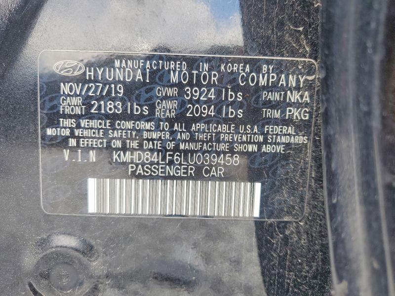 2020 Hyundai Elantra მანქანა იყიდება აუქციონზე, vin: KMHD84LF6LU039458, აუქციონის ნომერი: 58153266