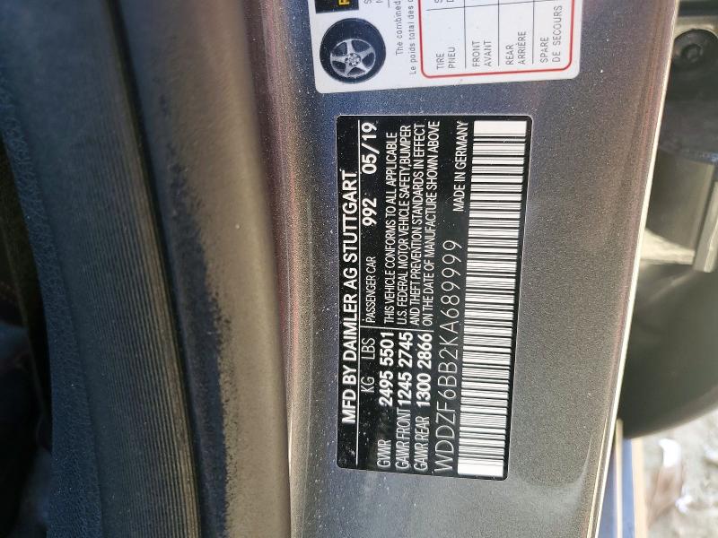2019 Mercedes-benz E მანქანა იყიდება აუქციონზე, vin: WDDZF6BB2KA689999, აუქციონის ნომერი: 61753256