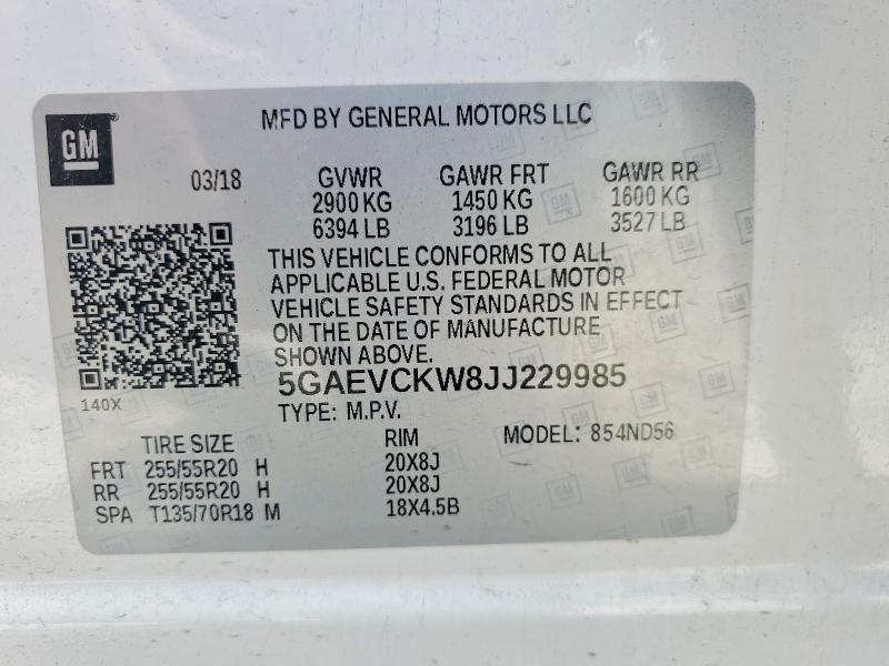 Aukcja sprzedaży 2018 Buick Enclave, vin: 5GAEVCKW8JJ229985, numer aukcji: 60597066