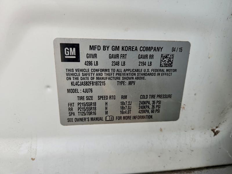Auction sale of the 2015 Buick Encore, vin: KL4CJASB2FB187215, lot number: 61900606