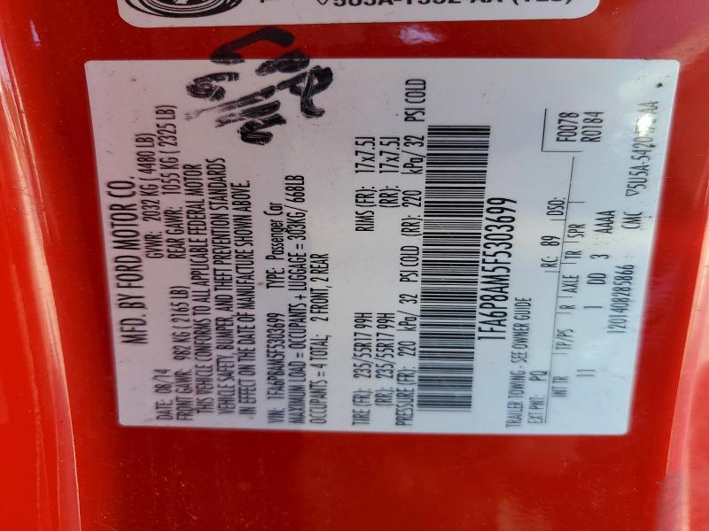 59985736 :رقم المزاد ، 1FA6P8AM5F5303699 vin ، 2015 Ford Mustang مزاد بيع