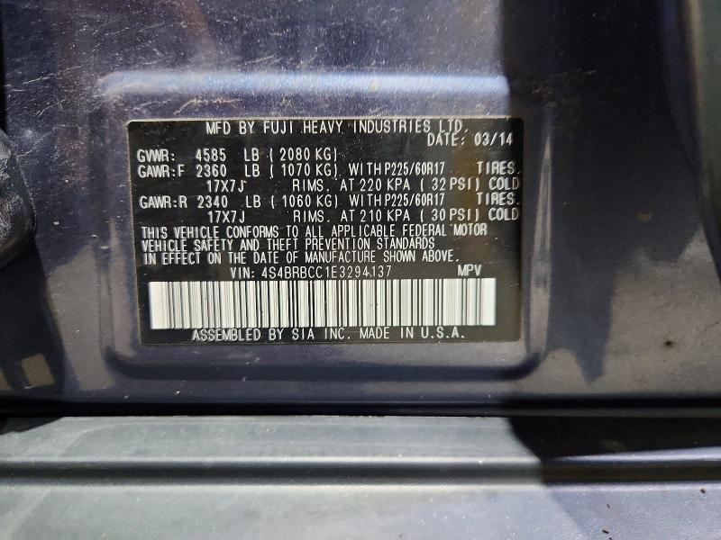 Aukcja sprzedaży 2014 Subaru Outback, vin: 4S4BRBCC1E3294137, numer aukcji: 62942396