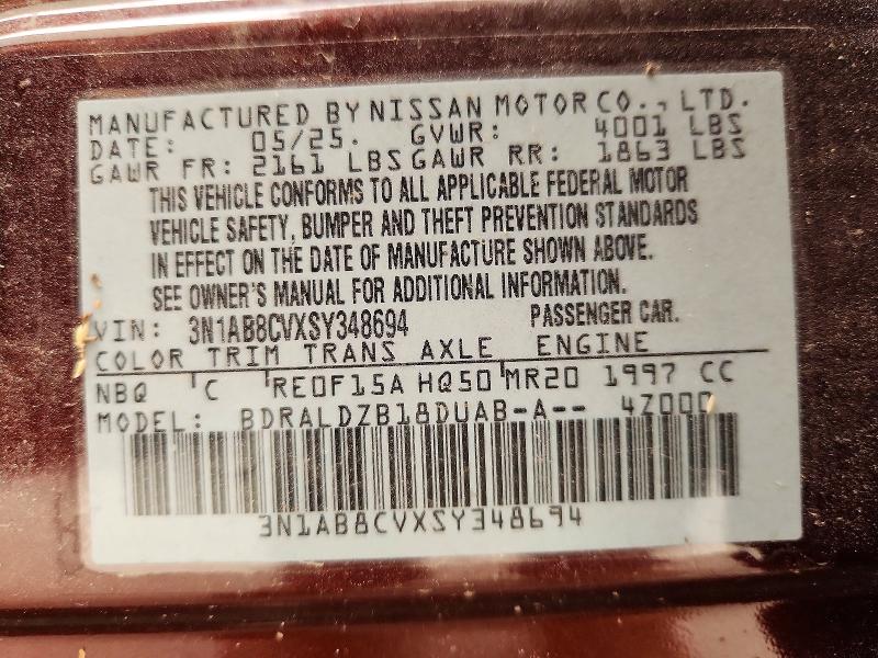 2025 Nissan Sentra მანქანა იყიდება აუქციონზე, vin: 3N1AB8CVXSY348694, აუქციონის ნომერი: 61608506