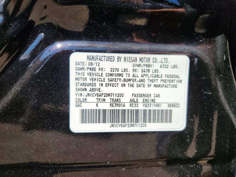Продаж на аукціоні авто 2013 Infiniti G37, vin: JN1CV6AP2DM711200, номер лоту: 60065026