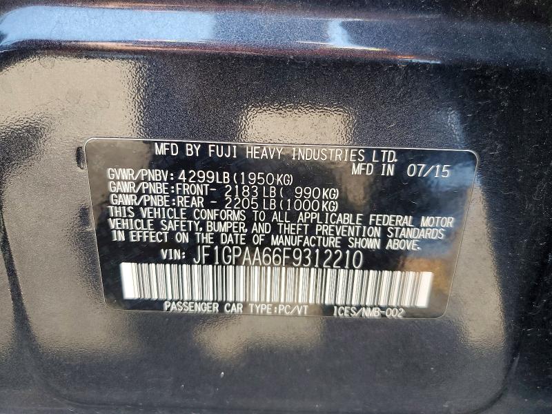 Aukcja sprzedaży 2015 Subaru Impreza, vin: JF1GPAA66F9312210, numer aukcji: 63200626