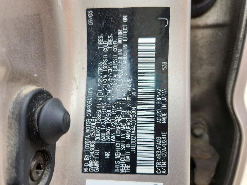 Aukcja sprzedaży 2004 Toyota Highlander, vin: JTEDD21A440075004, numer aukcji: 60944106