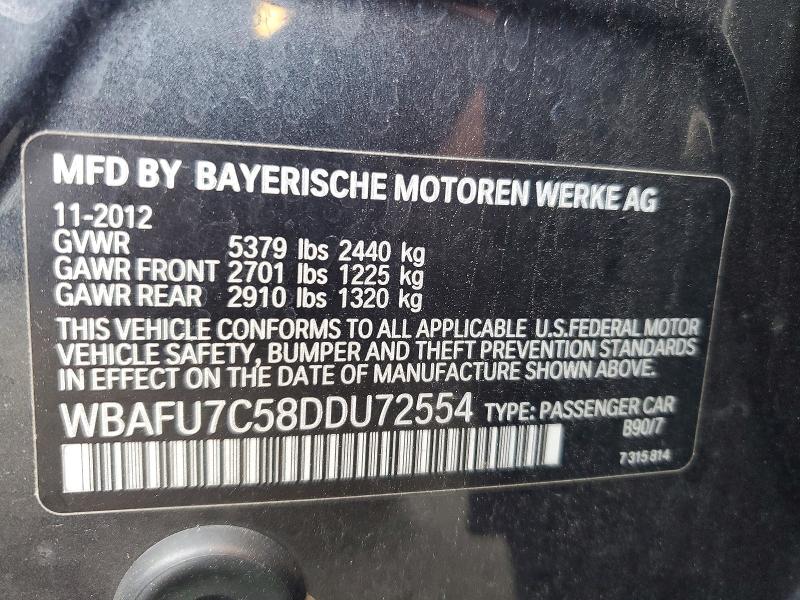 Aukcja sprzedaży 2013 Bmw 535, vin: WBAFU7C58DDU72554, numer aukcji: 59864506