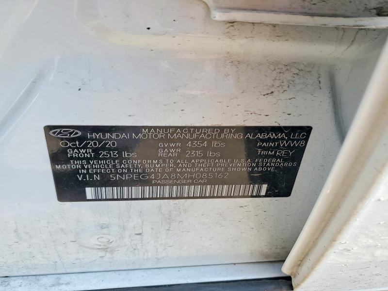 2021 Hyundai Sonata მანქანა იყიდება აუქციონზე, vin: 5NPEG4JA8MH085162, აუქციონის ნომერი: 61480386