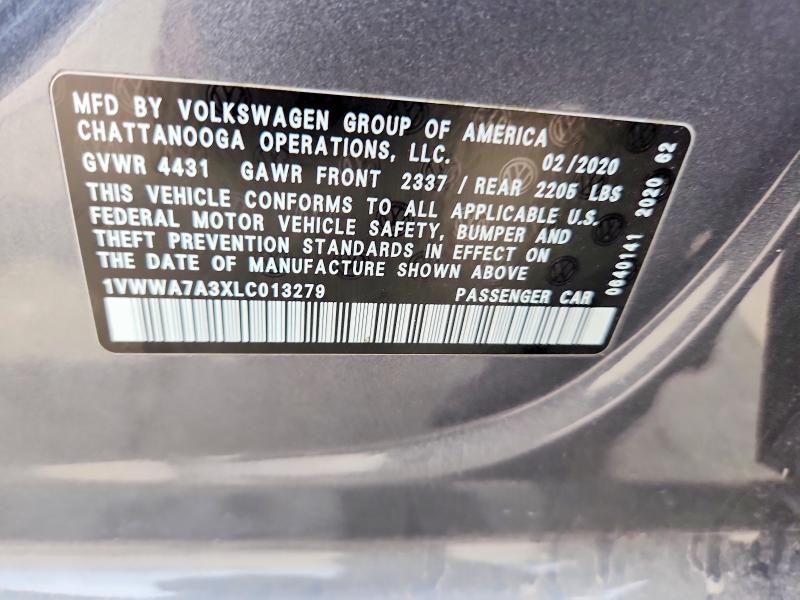 Продаж на аукціоні авто 2020 Volkswagen Passat, vin: 1VWWA7A3XLC013279, номер лоту: 63579266