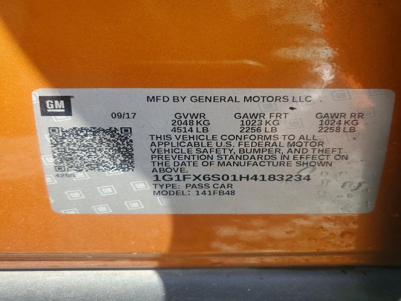 Продаж на аукціоні авто 2017 Chevrolet Bolt Ev, vin: 1G1FX6S01H4183234, номер лоту: 61025576