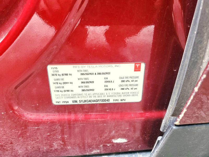 63147116 :رقم المزاد ، 5YJXCAE44GFF00040 vin ، 2016 Tesla Model X مزاد بيع