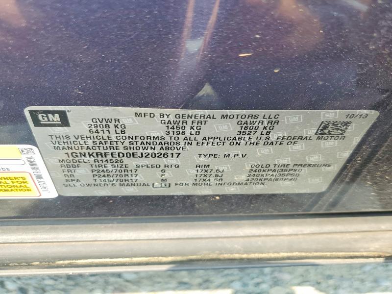 Продажа на аукционе авто 2014 Chevrolet Traverse, vin: 1GNKRFED0EJ202617, номер лота: 62827896