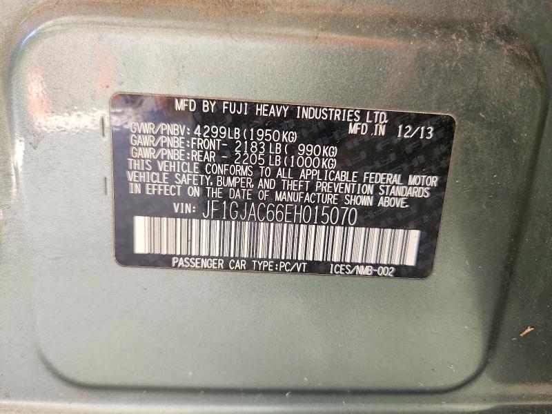 Aukcja sprzedaży 2014 Subaru Impreza, vin: JF1GJAC66EH015070, numer aukcji: 62039866