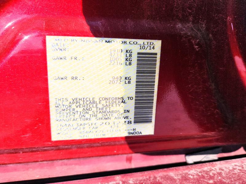 Aukcja sprzedaży 2015 Nissan Altima, vin: 1N4AL3AP5FC203228, numer aukcji: 59711076