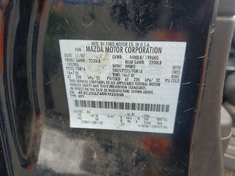 Aukcja sprzedaży 2008 Mazda Tribute, vin: 4F2CZ02Z48KM20598, numer aukcji: 61145676