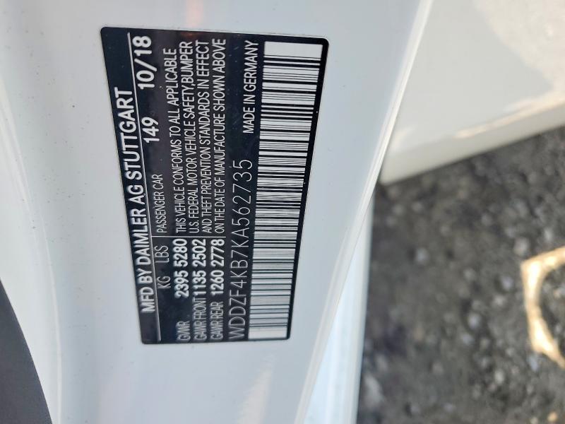 2019 Mercedes-benz E მანქანა იყიდება აუქციონზე, vin: WDDZF4KB7KA562735, აუქციონის ნომერი: 62905936