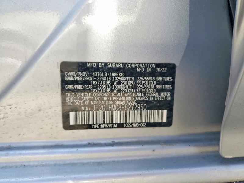62050236 :رقم المزاد ، JF2GTHMC8P8272950 vin ، 2023 Subaru Crosstrek مزاد بيع