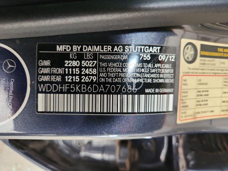 Продажа на аукционе авто 2013 Mercedes-benz E, vin: WDDHF5KB6DA707686, номер лота: 61122326
