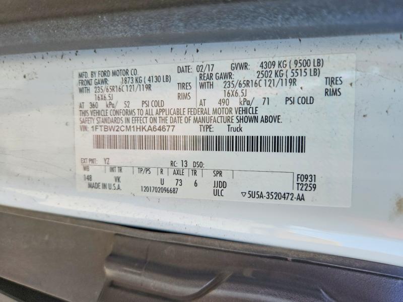 Продажа на аукционе авто 2017 Ford Transit, vin: 1FTBW2CM1HKA64677, номер лота: 60564276