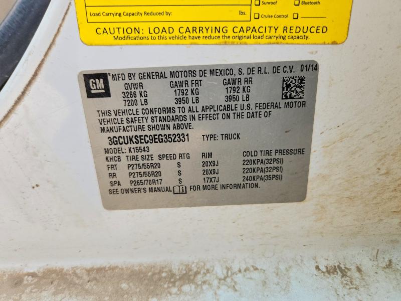 Продажа на аукционе авто 2014 Chevrolet Silverado, vin: 3GCUKSEC9EG352331, номер лота: 59178186