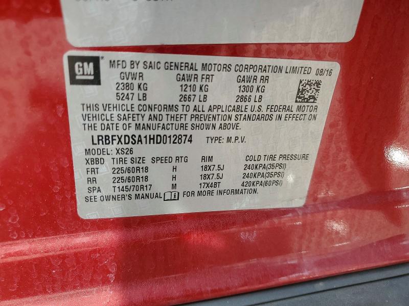 Продаж на аукціоні авто 2017 Buick Envision, vin: LRBFXDSA1HD012874, номер лоту: 62117376
