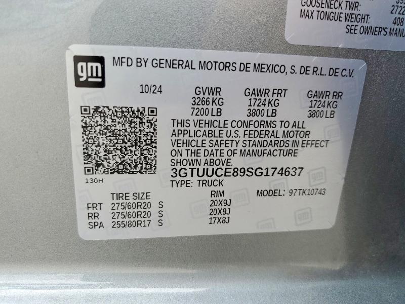 Aukcja sprzedaży 2025 Gmc Sierra, vin: 3GTUUCE89SG174637, numer aukcji: 61679826