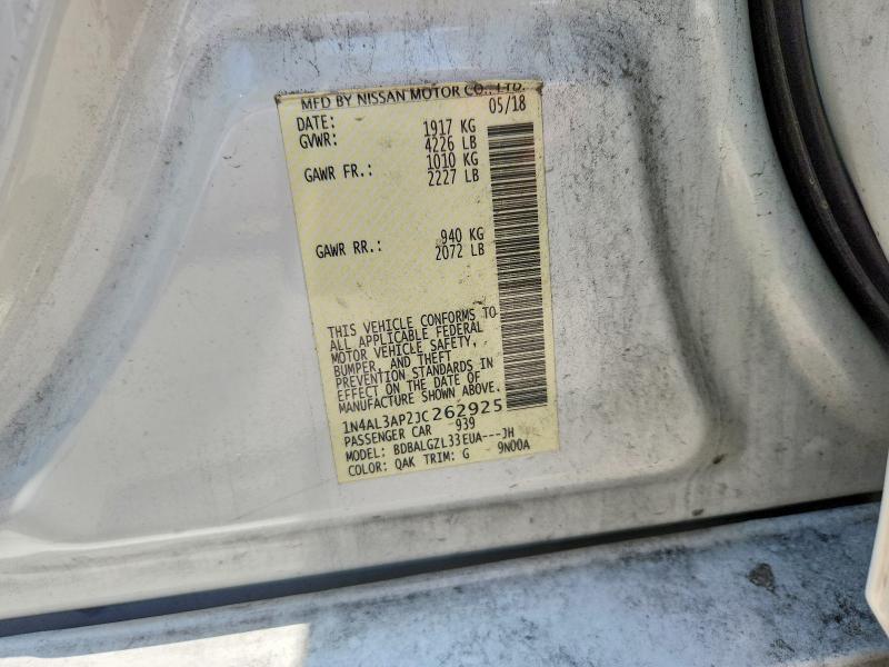 2018 Nissan Altima მანქანა იყიდება აუქციონზე, vin: 1N4AL3AP2JC262925, აუქციონის ნომერი: 59178866