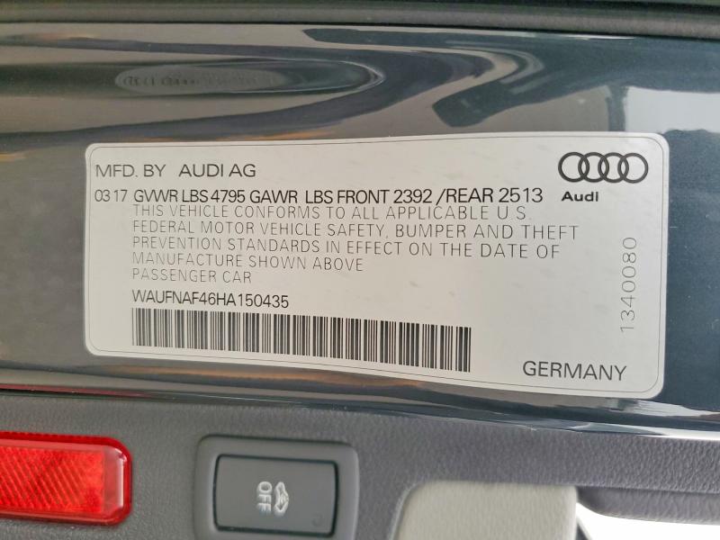 60666326 :رقم المزاد ، WAUFNAF46HA150435 vin ، 2017 Audi A4 مزاد بيع
