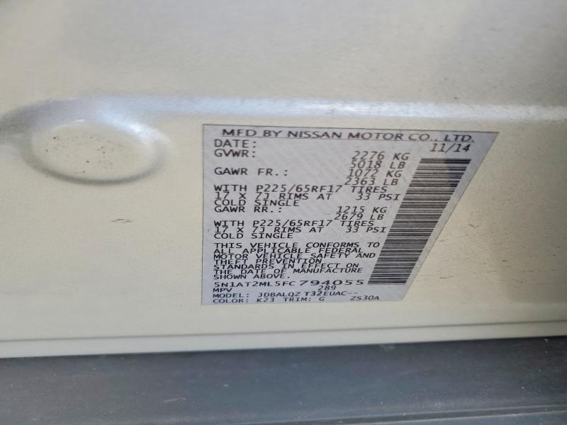 Aukcja sprzedaży 2015 Nissan Rogue, vin: 5N1AT2ML5FC794055, numer aukcji: 61611126