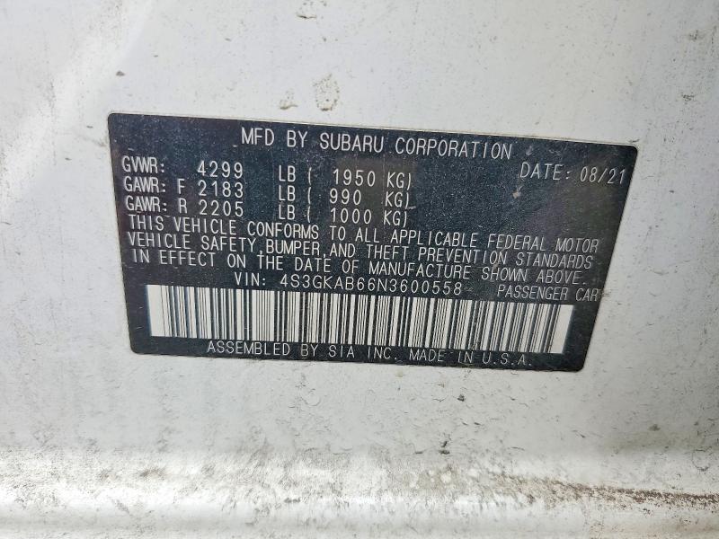 2022 Subaru Impreza მანქანა იყიდება აუქციონზე, vin: 4S3GKAB66N3600558, აუქციონის ნომერი: 62072866