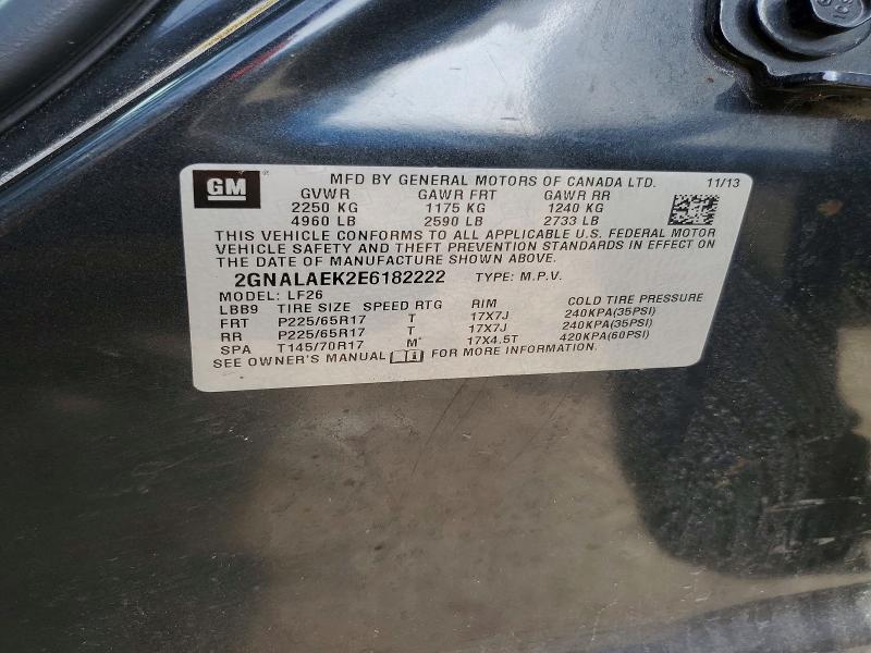 62077536 :رقم المزاد ، 2GNALAEK2E6182222 vin ، 2014 Chevrolet Equinox مزاد بيع