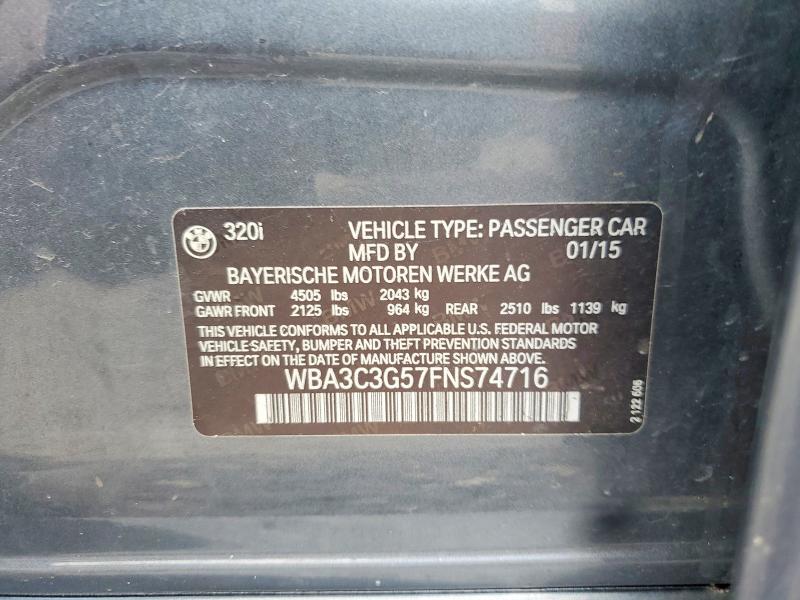 Aukcja sprzedaży 2015 Bmw 320, vin: WBA3C3G57FNS74716, numer aukcji: 61090086