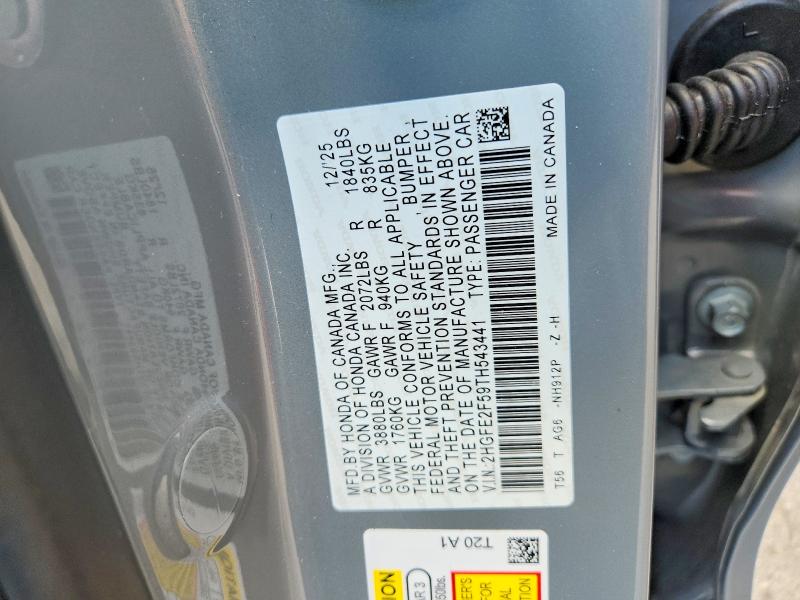 60230006 :رقم المزاد ، 2HGFE2F59TH543441 vin ، 2026 Honda Civic مزاد بيع