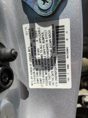 60391626 :رقم المزاد ، 2HGFB2F52FH544928 vin ، 2015 Honda Civic مزاد بيع