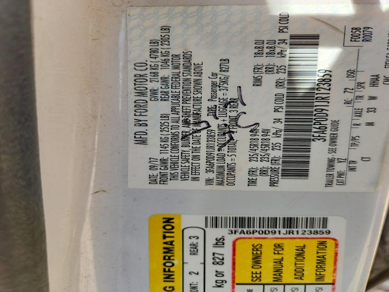 61742356 :رقم المزاد ، 3FA6P0D91JR123859 vin ، 2018 Ford Fusion مزاد بيع