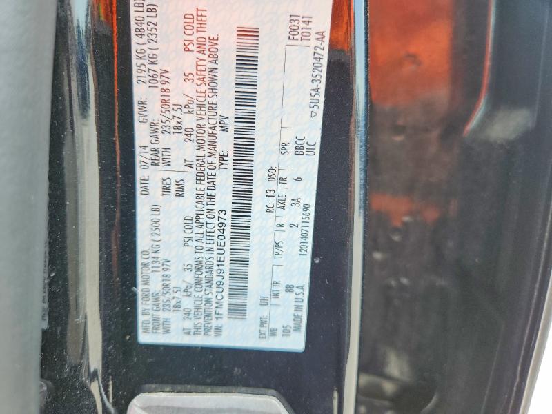 2014 Ford Escape მანქანა იყიდება აუქციონზე, vin: 1FMCU9J91EUE04973, აუქციონის ნომერი: 59798476