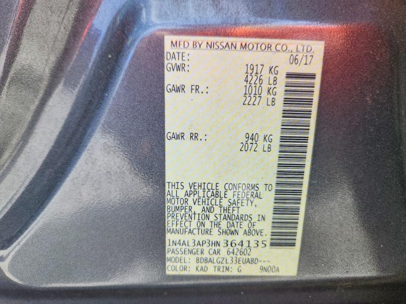 Продажа на аукционе авто 2017 Nissan Altima, vin: 1N4AL3AP3HN364135, номер лота: 62704626