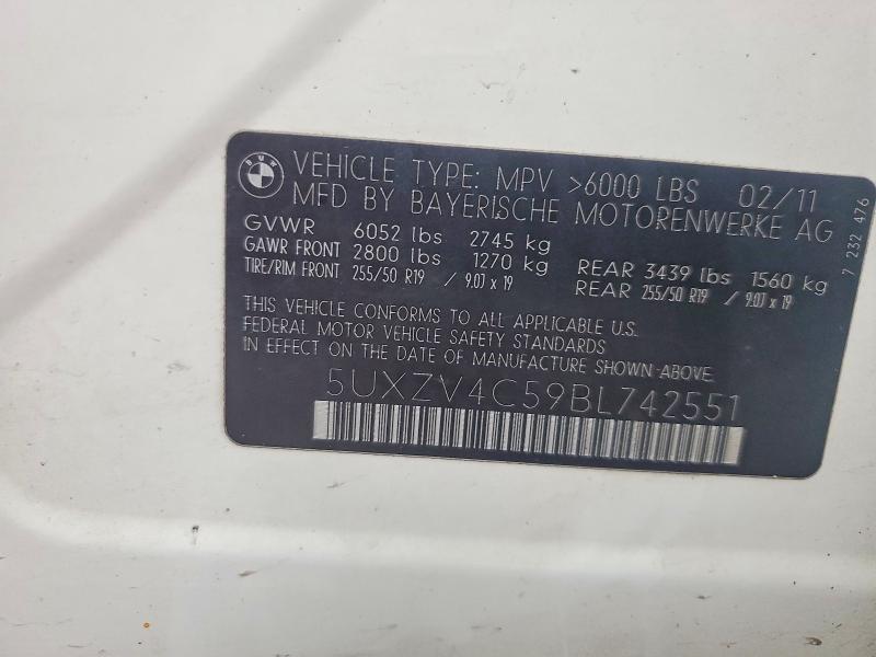 61670466 :رقم المزاد ، 5UXZV4C59BL742551 vin ، 2011 Bmw X5 مزاد بيع