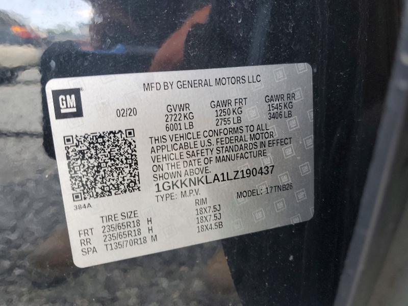 2020 Gmc Acadia მანქანა იყიდება აუქციონზე, vin: 1GKKNKLA1LZ190437, აუქციონის ნომერი: 60418226