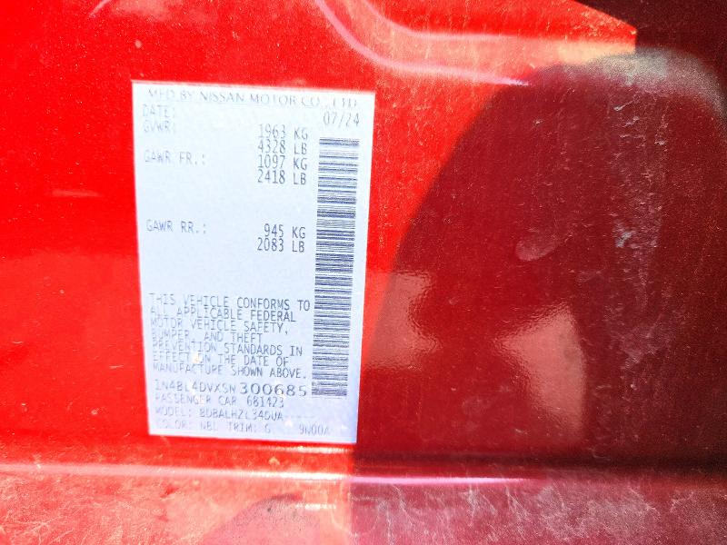 62405386 :رقم المزاد ، 1N4BL4DVXSN300685 vin ، 2025 Nissan Altima مزاد بيع