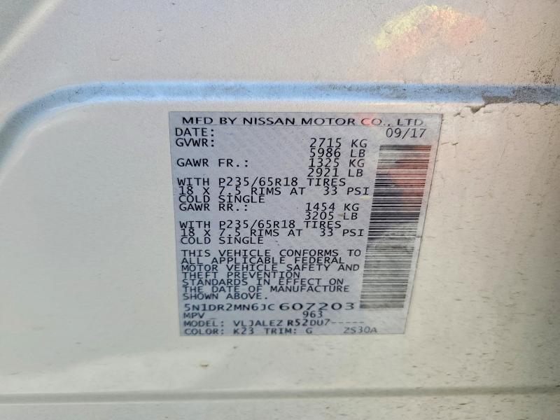 Продаж на аукціоні авто 2018 Nissan Pathfinder, vin: 5N1DR2MN6JC607203, номер лоту: 62317326