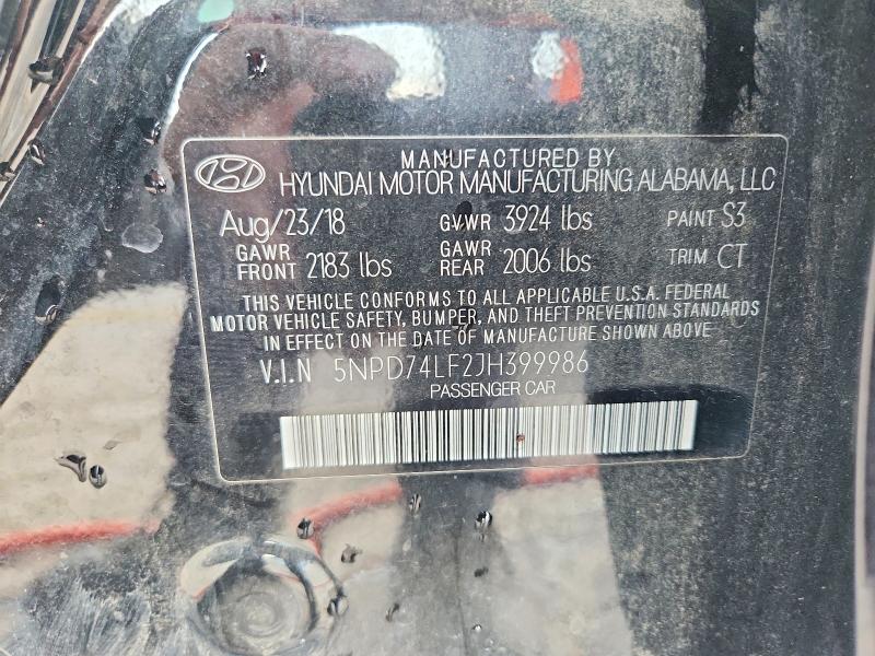 Aukcja sprzedaży 2018 Hyundai Elantra, vin: 5NPD74LF2JH399986, numer aukcji: 60496146