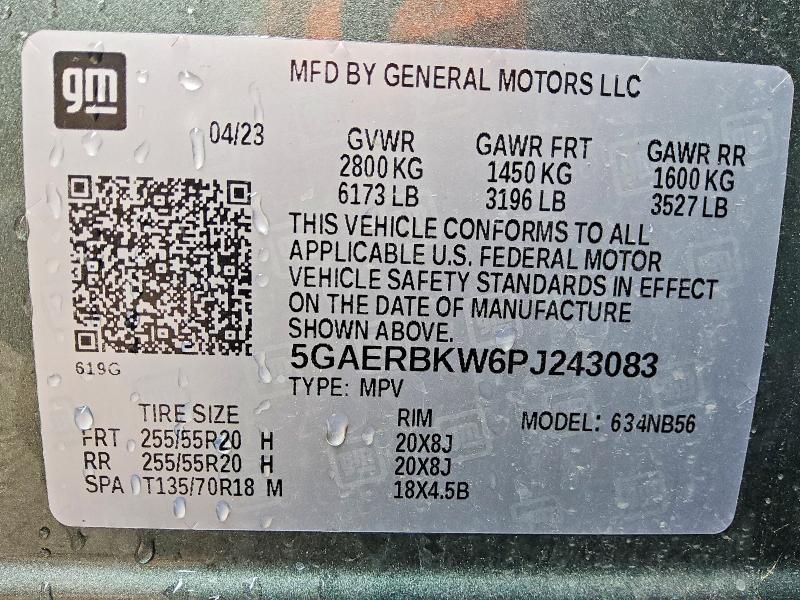 60696186 :رقم المزاد ، 5GAERBKW6PJ243083 vin ، 2023 Buick Enclave مزاد بيع